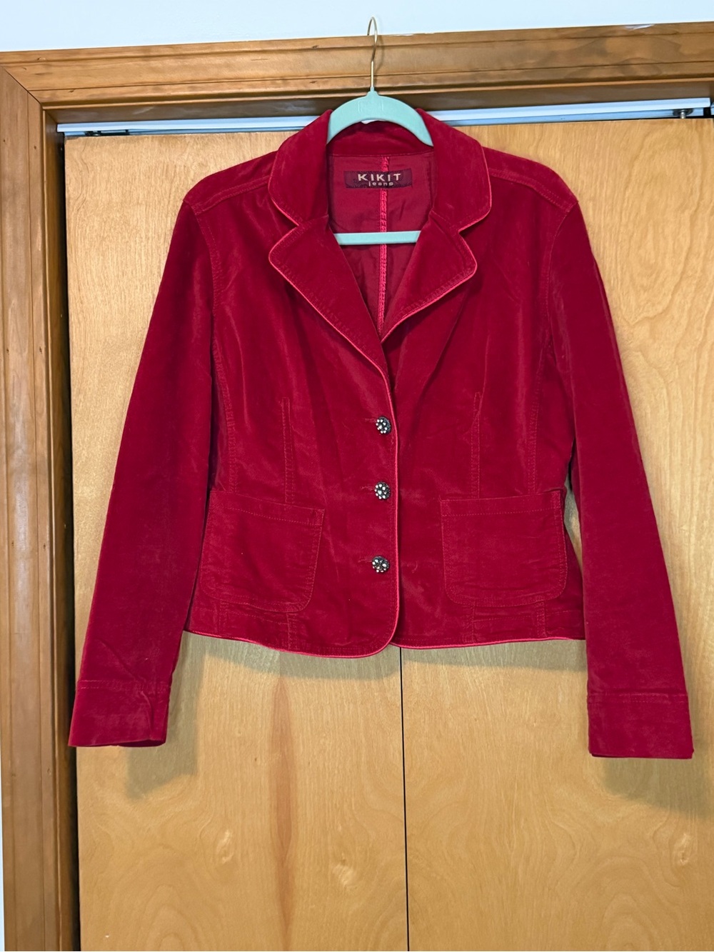 Women's Red Velvet Blazer Jacket